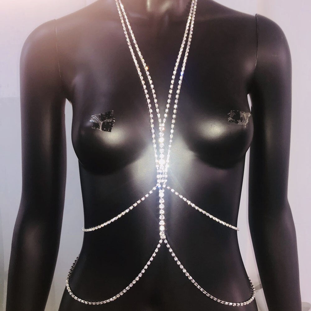  Baddie Crystal Chest Chain-Lingerie 