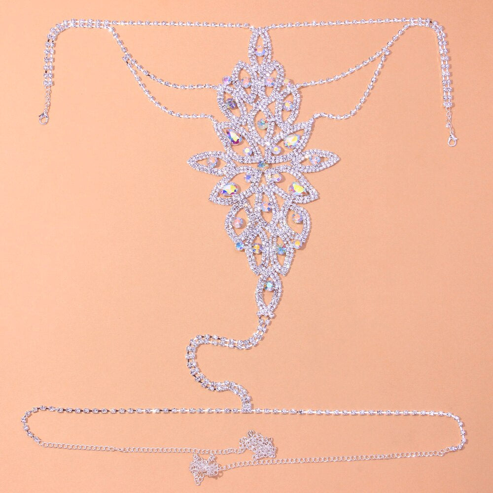 Luxury Rhinstone Body Chain Harness Bra Dress Belt for Women Rave Festival Shiny Bikini Night Club Sexy Body Jewelry Belly Gifts