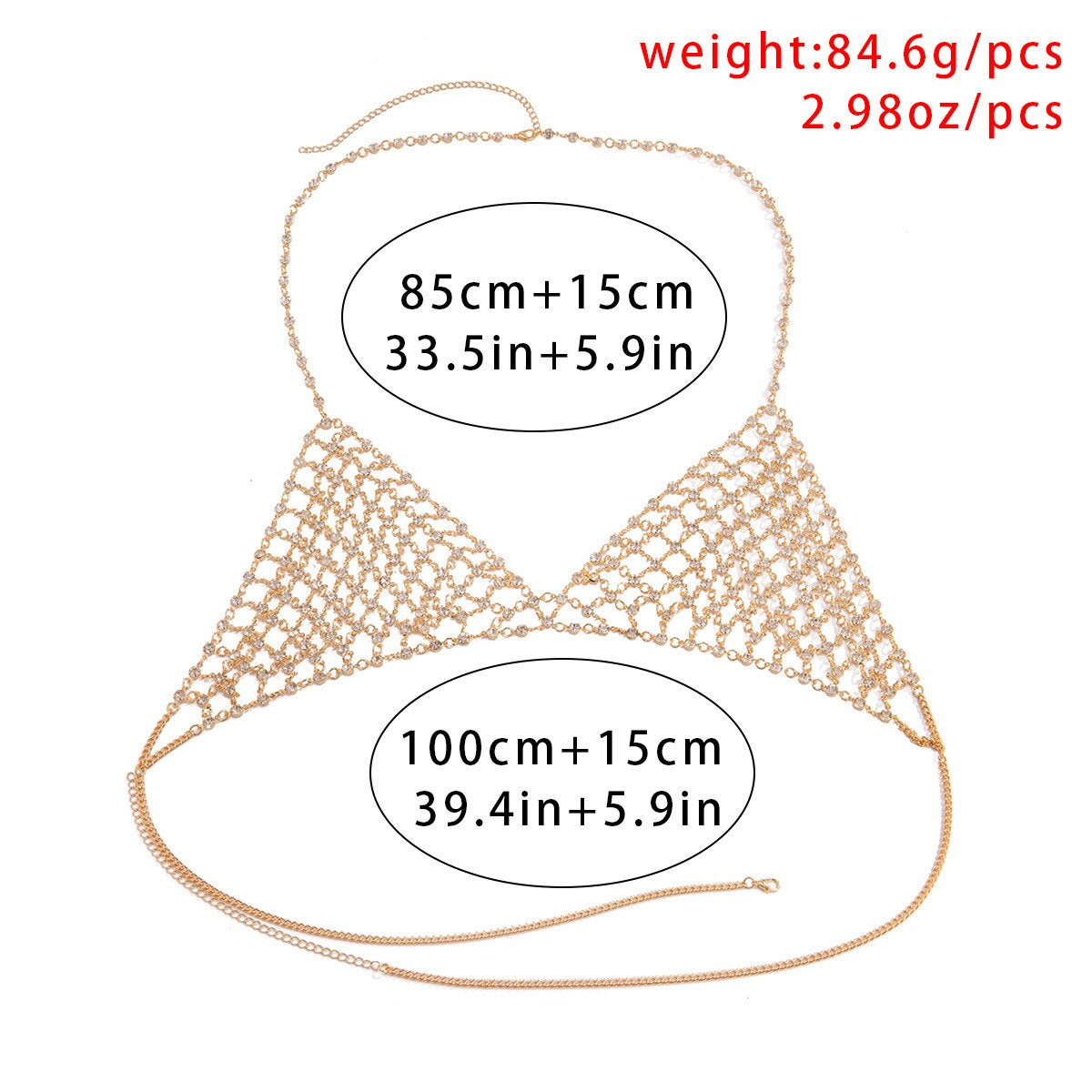 Sexy Bra Chain Rhinestone Crystal Luxury Jewelry for Women Chest Chain Body Chain Fishnet Bikini Accessories Festive Jewelry