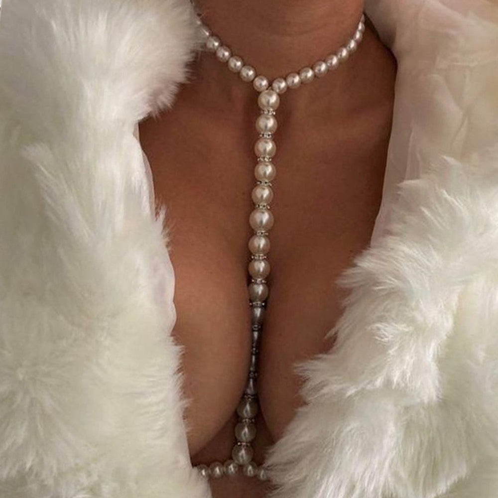 Baddie Pearl Body Chain Bra Necklace- Unforgettable Marilyn