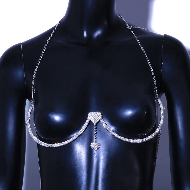 Chest Bracket Baddie Double Pendant Rhinestone Body Jewelry- Aphrodite  