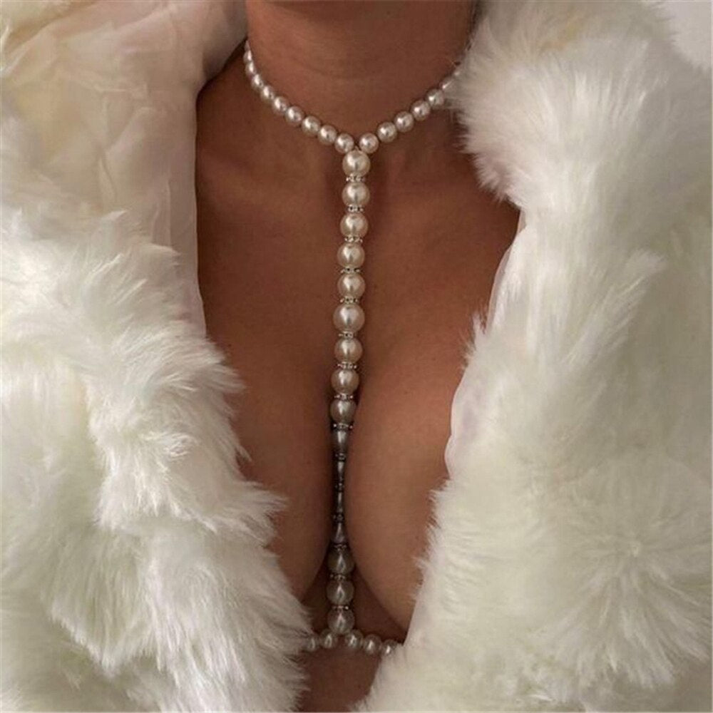 Baddie Pearl Body Chain Bra Necklace- Unforgettable Marilyn